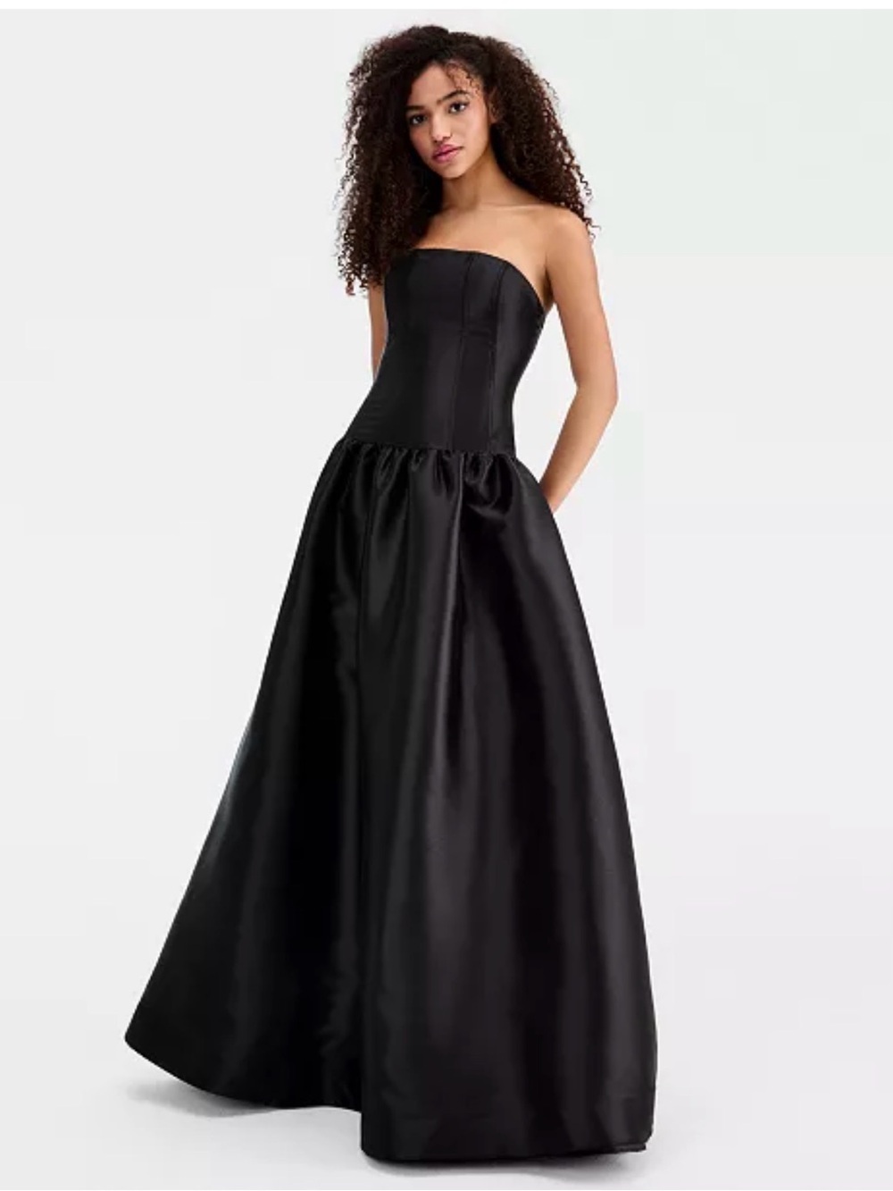 Black Strapless Ball Gown Dress